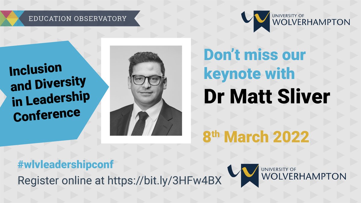 📣 Dr Matt Silver (CEO of Pathways Education) is the keynote speaker for the #DiversityandInclusion Leadership Conference on the 8th March. 
<a href="/wlv_education/">WLV Education</a> <a href="/MattSilverEdu/">Dr Matt Silver</a> 

➡️Book your ticket: eventbrite.co.uk/e/inclusion-an…

#wlvleadershipconf #education