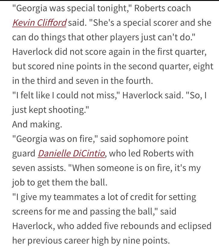 Congrats  to <a href="/georgiahverlck/">Georgia Haverlock</a> &amp; @RWCREDHAWKS 70-64 win over Mercy, advance to ECC Semifinals.  Georgia led all scorers with a career high 28pts!   Proud of this young lady!  Roberts will take on top seed Daemen on Saturday at noon.
<a href="/18SportsAndy/">Andy Malnoske</a> <a href="/ESPNIthaca/">ESPN Ithaca</a> @WENYOliviaC