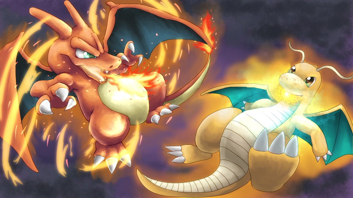 リザードン！カイリュー！ 多分下にサンダーが居ます。 #ポケモン