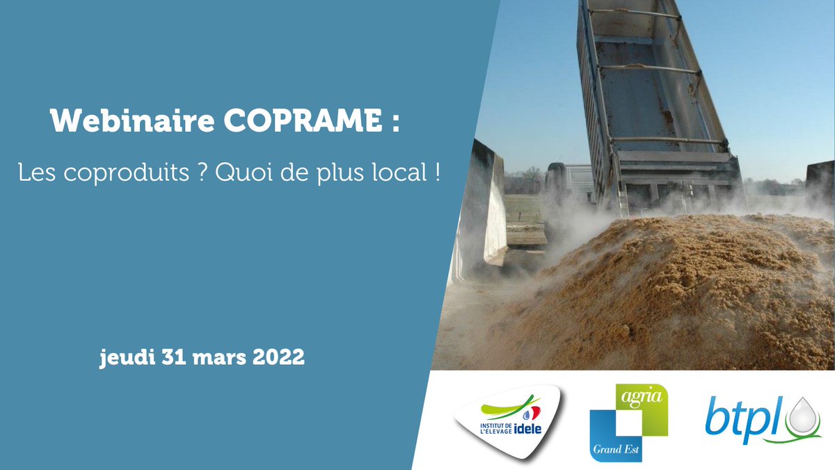 InstitutElevage's tweet image. Agenda | Webinaire #COPRAME 
👉 Les #coproduits ? Quoi de plus local !
Les coproduits contribuent à améliorer la durabilité des filières d’#élevage 
📌 Découvrez les stratégies pour favoriser une valorisation locale des coproduits en Grand Est
📅 31 mars
cutt.ly/NAo4kP1