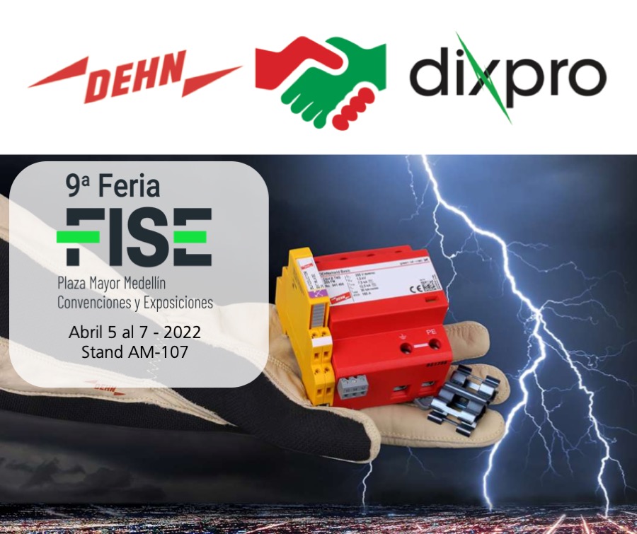 ¡ Quedan casi 30 días para que inicie la 9ᵃ Feria FISE en Medellín !. DEHN y DixPro estamos muy complacidos de trabajar como aliados en Colombia. En FISE les presentaremos productos de calidad e innovación tecnológica DEHN con la asesoría y experiencia técnica de DixPro. 😀⚡️🎉