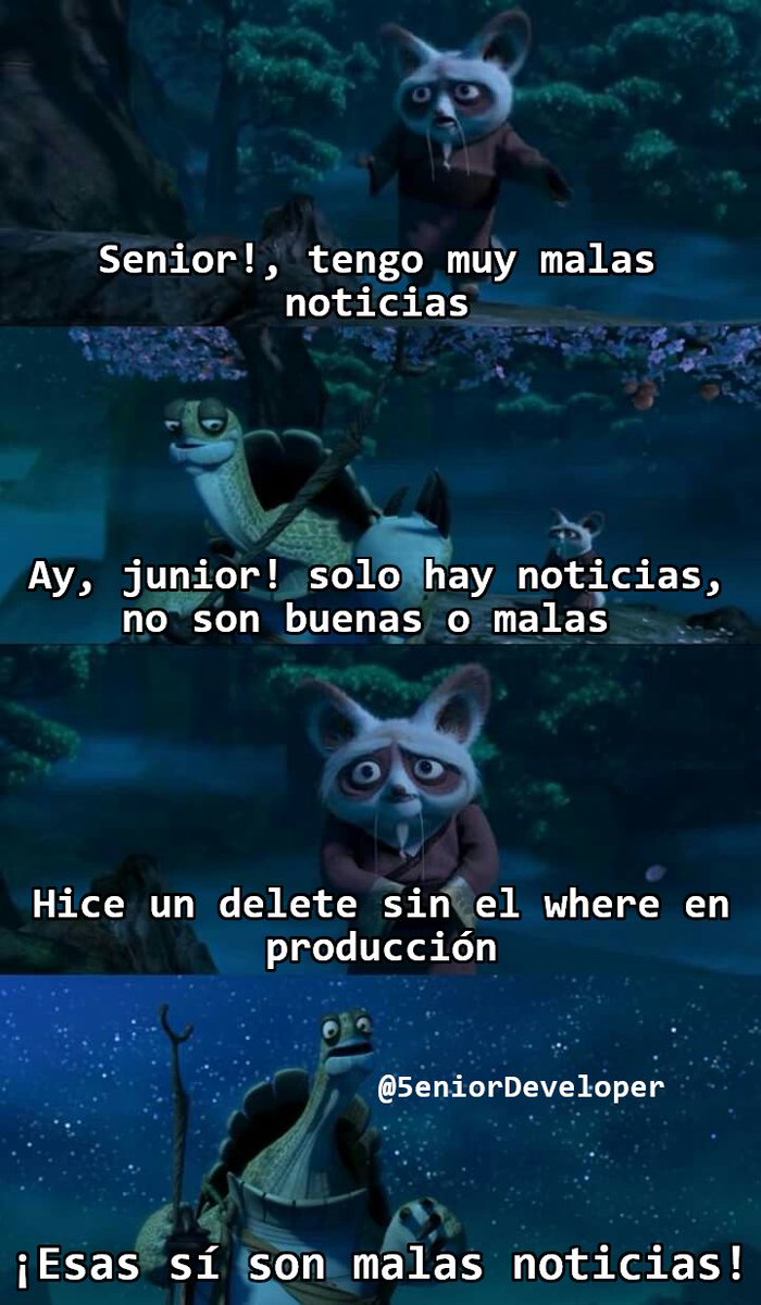 El Programador Senior on X: "A un conocido le pasó esto, pensó que tenía la  base de datos de DEV seleccionada y era PROD.  <a class=