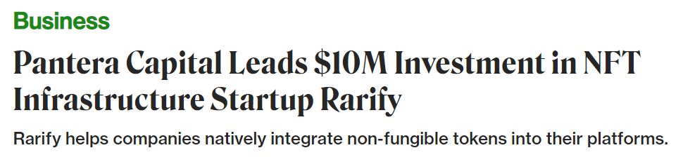 ICODrops's tweet photo. .@RarifyTech, an NFT infrastructure startup, has closed a $10 million Series A funding round led by crypto investment firm @PanteraCapital at a $100 million valuation.

Other investors included @EniacVC, @greycroftvc, Hyper and @slow.

https://t.co/aTk4iTdpkL https://t.co/bgJLEaJcbO