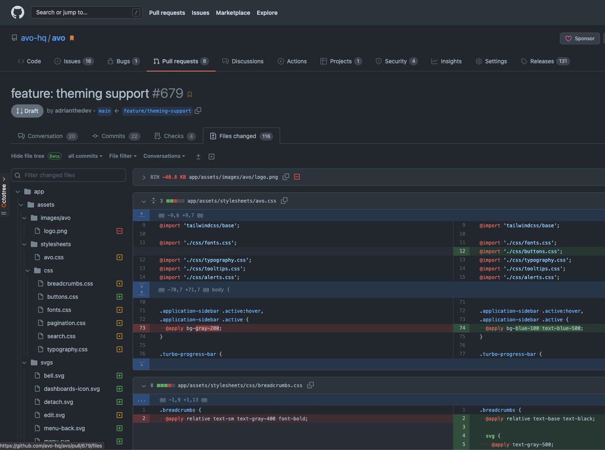 adrianthedev's tweet photo. GitHub's new PR file tree looks so nice! It really gives the reviewer more power than before.
Good job🤙
#github #improvements #featurepreview https://t.co/RuOf0t4MZo