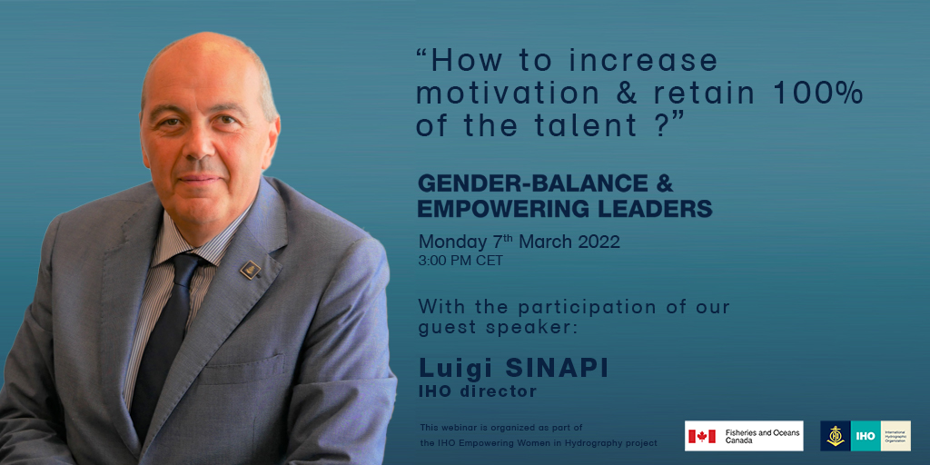 How can we increase staff #motivation &amp; retain talent?
What #competitive advantage can gender-balance bring?
Monday 7 March at 15:00 CET
👉 Registration: attendee.gotowebinar.com/register/77588…
With IHO Director Sinapi, <a href="/A_WittenbergCox/">Avivah WittenbergCox</a>  <a href="/GenderBilingual/">@20-first</a> &amp; S Leighton <a href="/marineinstitute/">Marine Institute, Memorial University</a>