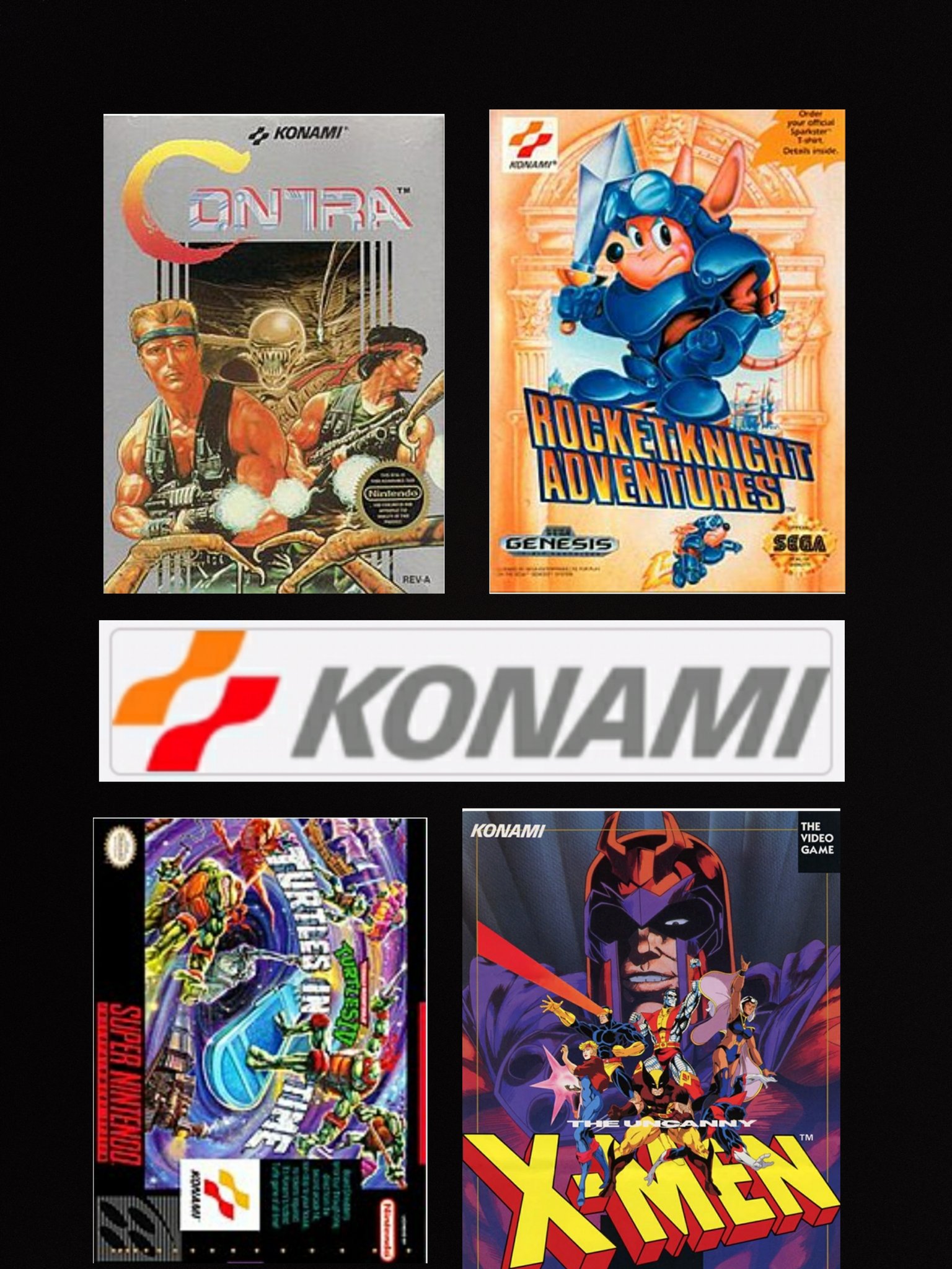Matthew Davis on Twitter: "My favorite konami games for the Nes, Snes,  Genesis ,and arcade #konami #contra #rocketknightadventure  #TeenageMutantNinjaTurtles #xmen #sparkster #videogames #RetroGaming #snes  #nes #genesis #arcade #sega #nintendo https://t ...