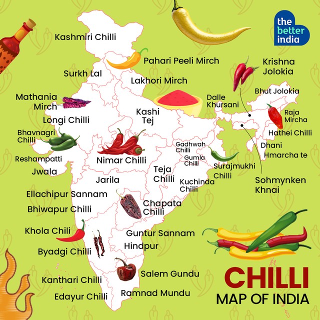 Presenting the Chilli Map of India!

Our love for Chilli as a nation is surpassed by few others. In fact, when it comes to numbers, India rules: we are the world's largest producer of Chilli, and we also have the widest variety! 👇