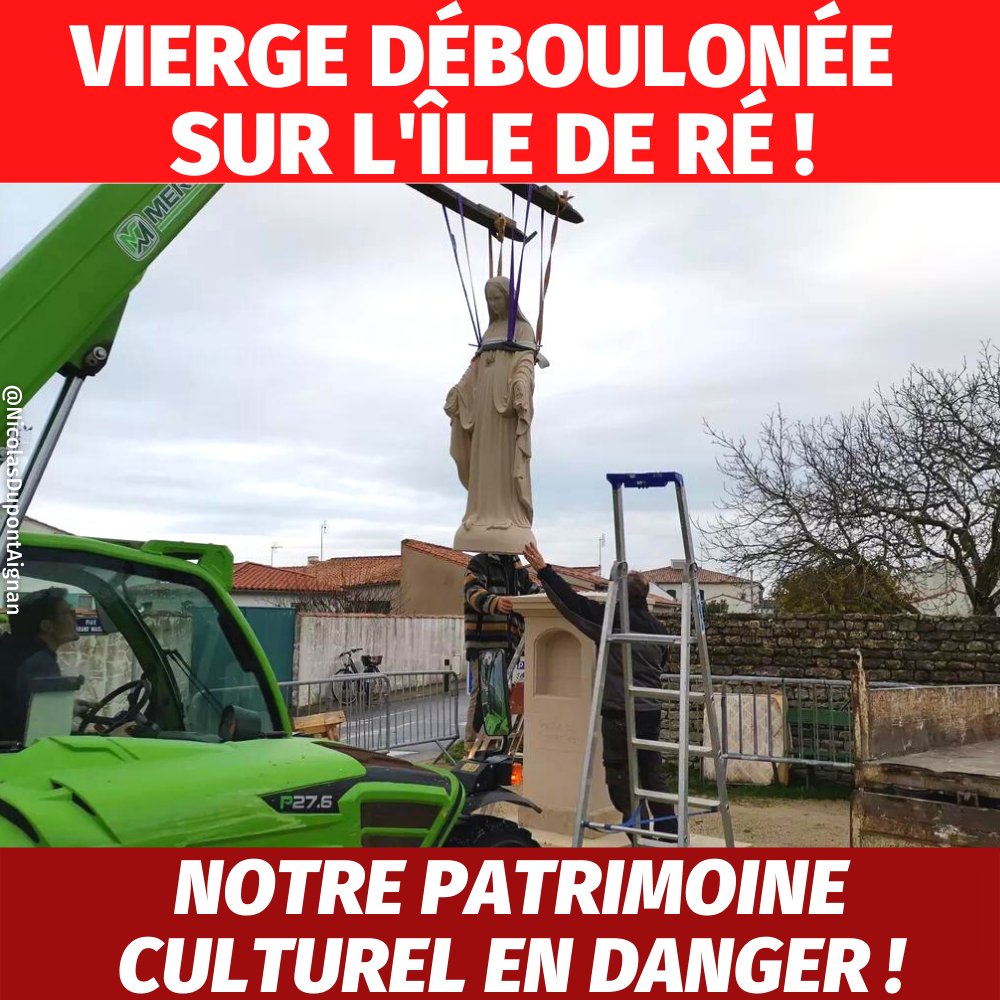 dupontaignan's tweet photo. Scandale, mettons fin au pouvoir des juges et du wokisme !
Le tribunal administratif de Poitiers décide la délocalisation de la statue de la vierge de l'île de Ré ! Notre patrimoine culturel doit être protégé, n'en déplaise aux tenants du "wokisme" et de la "cancel culture". https://t.co/UmlFk6PAug
