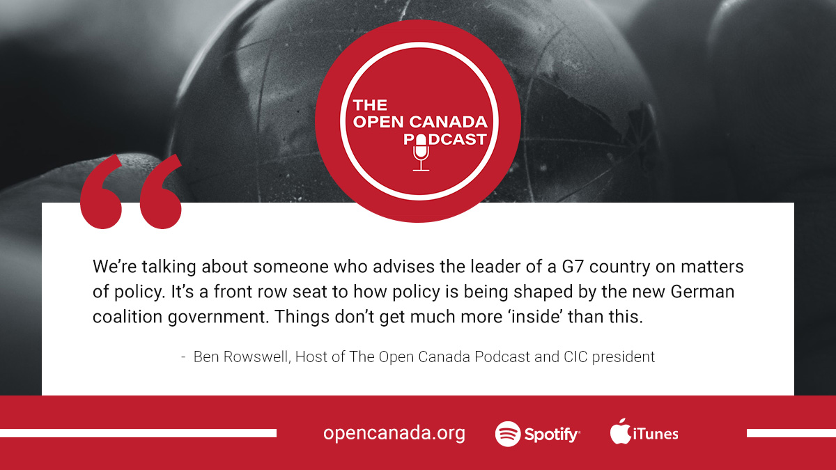 OpenCanada's tweet photo. As neighboring countries exhibit growing populist & nationalist tendencies, Germany & Canada are more likeminded than ever.
In this episode of The #OpenCanada Podcast, German Ambassador @s_sparwasser explores what the countries could accomplish together.
https://t.co/agjoPN5cjb https://t.co/I6Z1yLraep