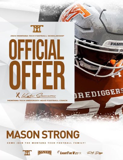 Blessed to receive another opportunity at another great NAIA program! @coachdthatcher <a href="/CoachKyleSamson/">Kyle Samson</a>  
#Family #CountOnMe #LightTheV23⚒<a href="/MonTechFootball/">Montana Tech Football</a>