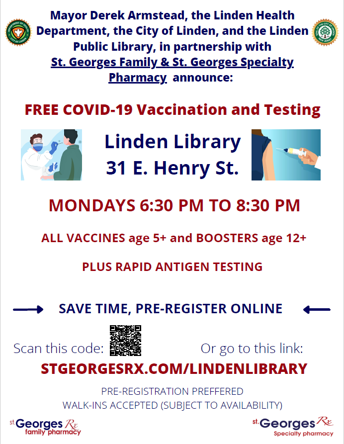 Covid-19 testing, vaccinations, and boosters every Monday at LPL on the 3rd fl.