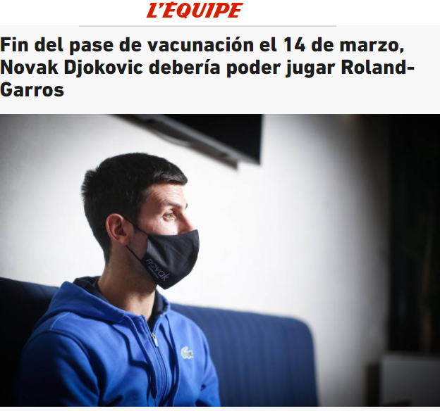 elchiringuitotv's tweet photo. 🚨 ÚLTIMA HORA 🚨

✅ Djokovic podrá jugar en Roland Garros: Francia eliminará el pasaporte #covid19 para entrar al país el día 14 de marzo. https://t.co/BB7mon5qOI