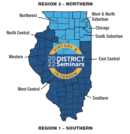 This year's schedule of District Seminars kicks off tomorrow with the Western District! There's still time to register; many virtual options; low cost PD; ISBE PD hours available! Learn more: iacac.org/district-semin…