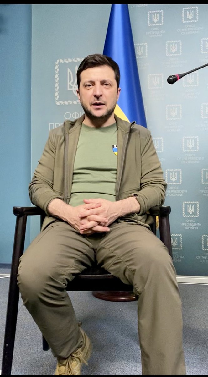 IanPannell's tweet photo. We just met ⁦@ZelenskyyUa⁩ 

“Can you hold out against Russian forces”

“I don’t know”

“Will you stay in Kyiv?”
“Yes!”

Tired but strong &amp; defiant and demanding a no-fly zone to save the nation. https://t.co/ski7pcrhx4
