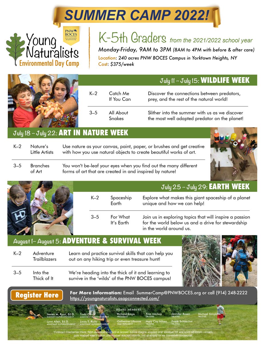 Get outside and explore our world at the Young Naturalist Environmental Day Camps! View our full offerings and register at bit.ly/YoungNaturalis….