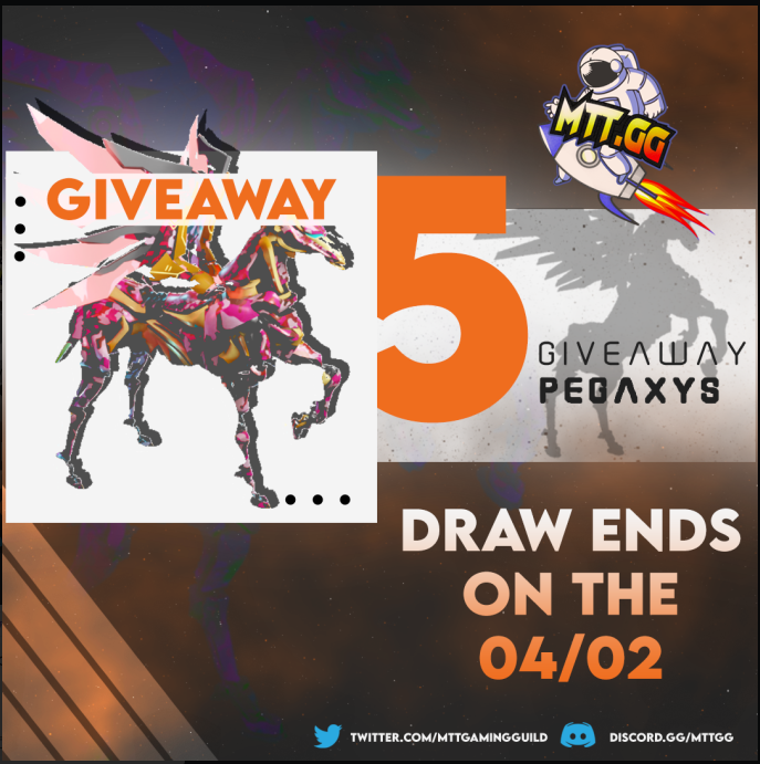 MTTGamingGuild's tweet photo. 5 Pegaxy Scholarship Giveaway!

➡️  Follow @MTTGamingGuild @ImperialCrypto1 @ChuckzCrypto
➡️ Retweet &amp; Like this tweet
➡️ Mention/Tag at least 3 friends
➡️ Join Discord - https://t.co/EIlwzrxtTS
➡️  Fill in this form - https://t.co/CxZR2K3wW3

🕛 Ends in 12 Hours #PegaxyScholar https://t.co/MPNUOAV4aS