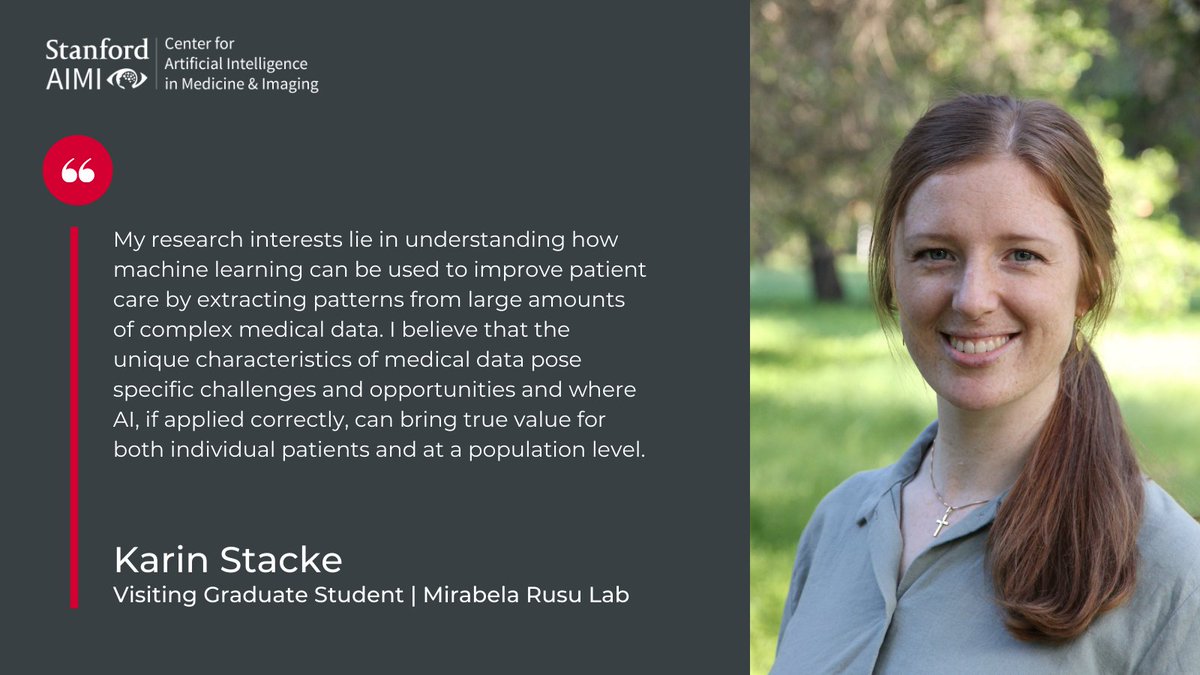 Meet the #AIMITeam: <a href="/karinstacke/">Karin Stacke</a> from @DrMirabelaRusu’s lab #StanfordAIMI