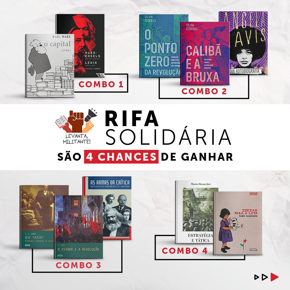 LevantaOficial's tweet photo. Rifa Solidária! ✊🏽🚩

🌻📚 Concorrendo aos combos de livros você contribui com a continuidade dos projetos do Levanta!

Segue as informações para concorrer https://t.co/OqymhWc5VR
