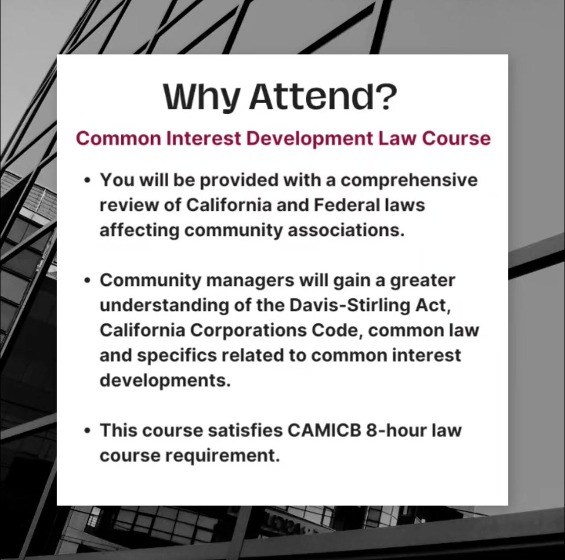 ROAttorneys's tweet image. Partner Matthew Gardner, Esq., is one of 3 experienced facilitators teaching CAI&apos;s CA Law Course. Join the most comprehensive #legalcourse available for professionals managing #communityassociations on March 21, 23, 25 from 9am-11:45am. Register  at cai-glac.org.
