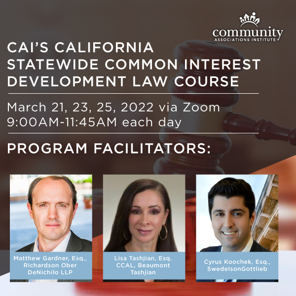 ROAttorneys's tweet image. Partner Matthew Gardner, Esq., is one of 3 experienced facilitators teaching CAI&apos;s CA Law Course. Join the most comprehensive #legalcourse available for professionals managing #communityassociations on March 21, 23, 25 from 9am-11:45am. Register  at cai-glac.org.