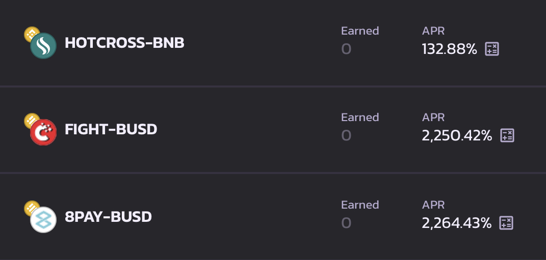PancakeSwap's tweet photo. Winning farms from community farm auction #16 are now live!

$HOTCROSS-BNB
$FIGHT-BUSD
$8PAY-BUSD

APR drops as liquidity is added.
👉Farm now: https://t.co/LNjw96YFcD https://t.co/FjgX9R7tjX