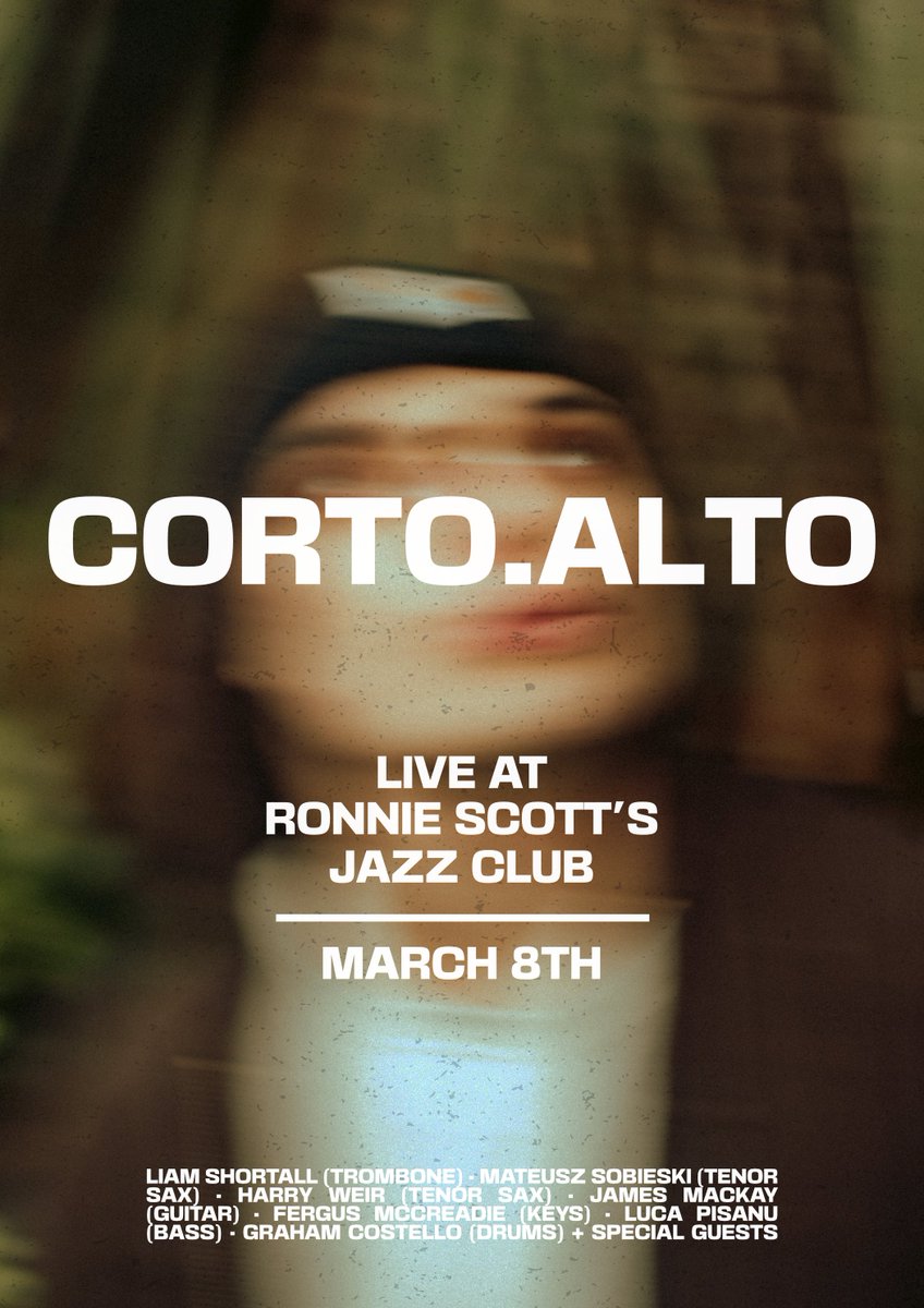 corto.alto brings together cross-genre musicians from across the world to explore new and original sounds in the world of jazz and  beyond.

Tuesday 8th - 9.15pm TIX here bit.ly/3sCautS