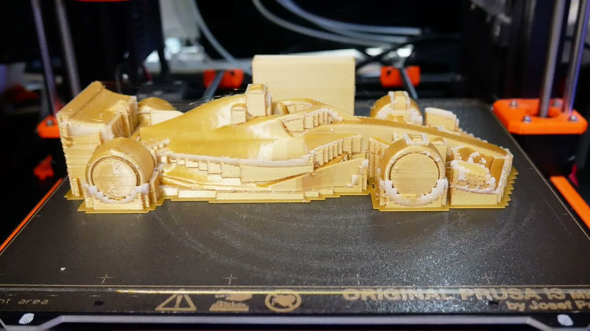 de3dprintman's tweet photo. 1/2 My favourite sport is #Formula1 so now that the season is starting again I had to print another 2022 F1 car. As you can see some of the areas are super thin and can almost only be printed on a resin printer. Luckily I had some @esun3dfilament #eSoluble left- https://t.co/7F3B3Hj4ZZ
