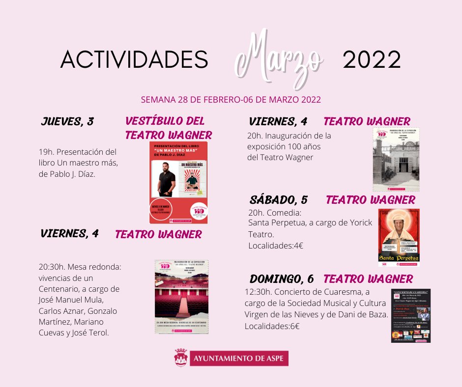 ACTIVIDADES CULTURALES MARZO 2022

Semana 28 de febrero al 6 de marzo