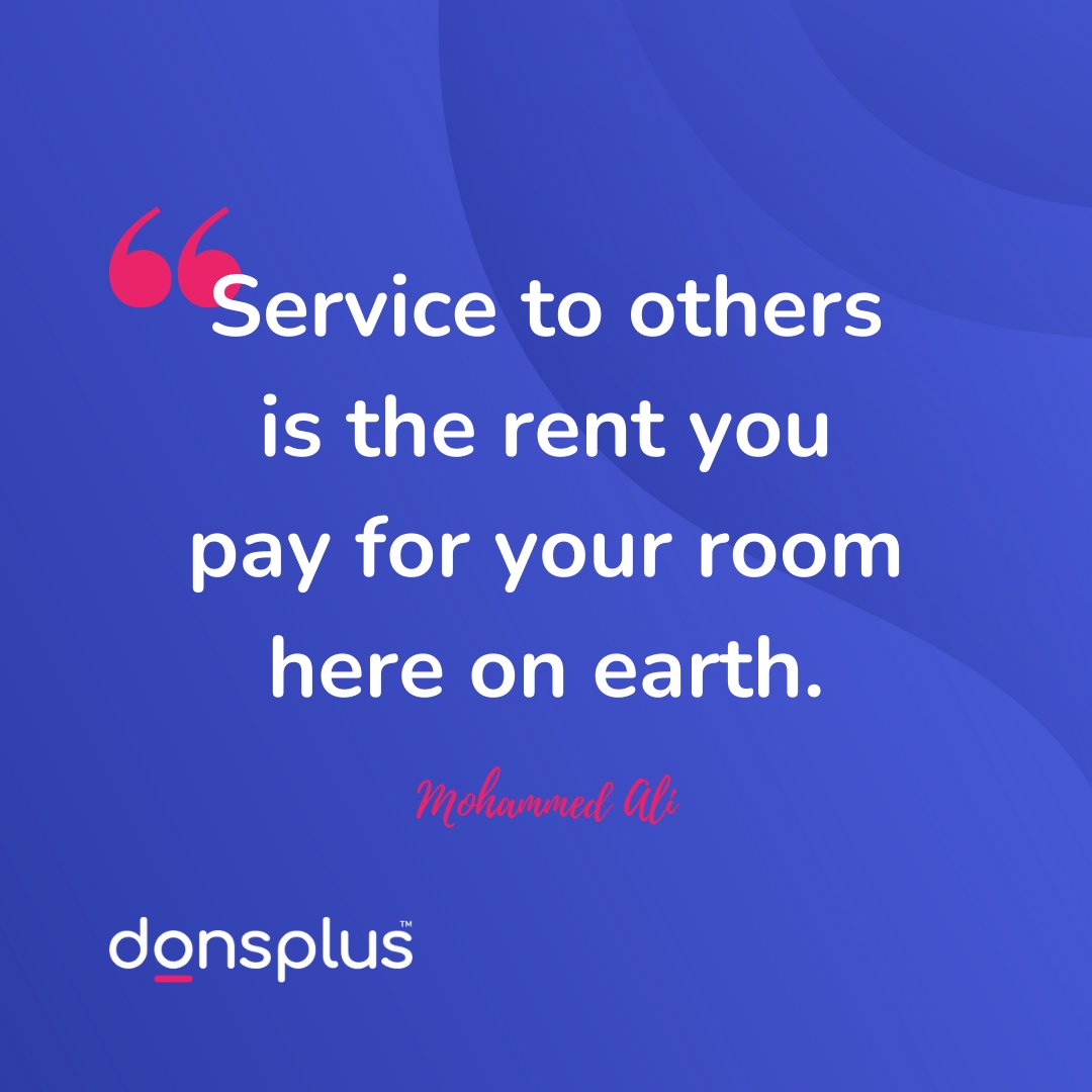 doublegiving's tweet photo. "Service to others is the rent you pay for your room here on earth."

Mohammed Ali

#nonprofit #fundraising https://t.co/GGprTWF1LS