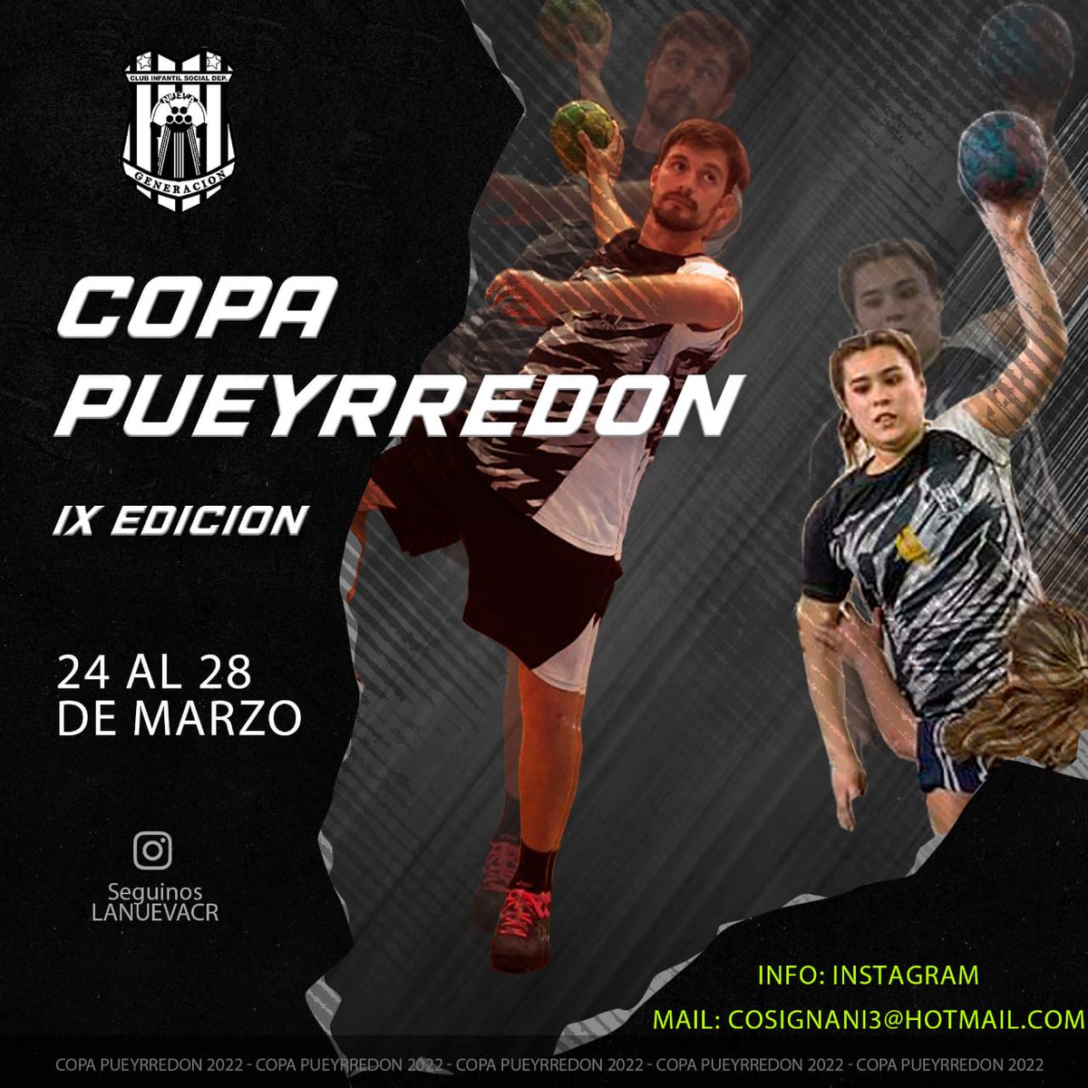 Se viene el tradicional Torneo de handball Copa Pueyrredon, 
Para cualquier info por MP o comunícate al 2974039812