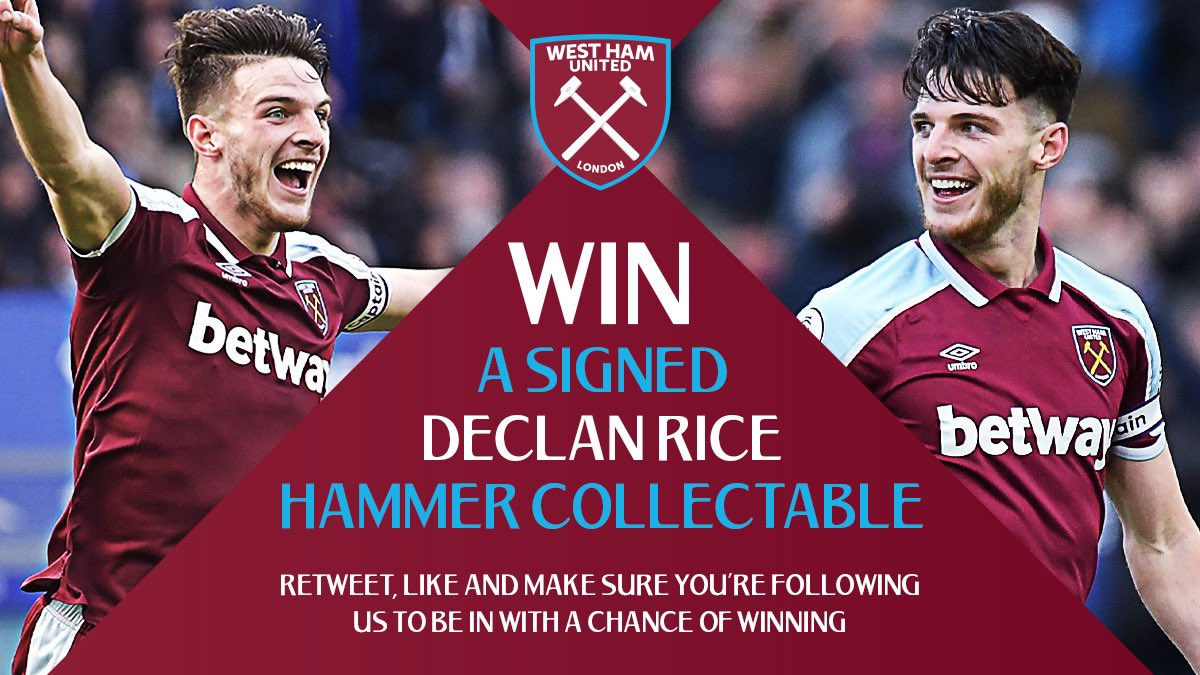 ⚒| We have a signed Declan Rice Hammer Collectable up for grabs!

Retweet, like and make sure you’re following to be in with a chance of winning.

#HammersHelp #COYI