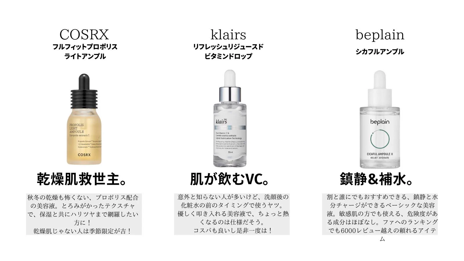 今まで使ってきた韓国美容液まとめ。何を買おうか迷っている人は参考にしてみて。