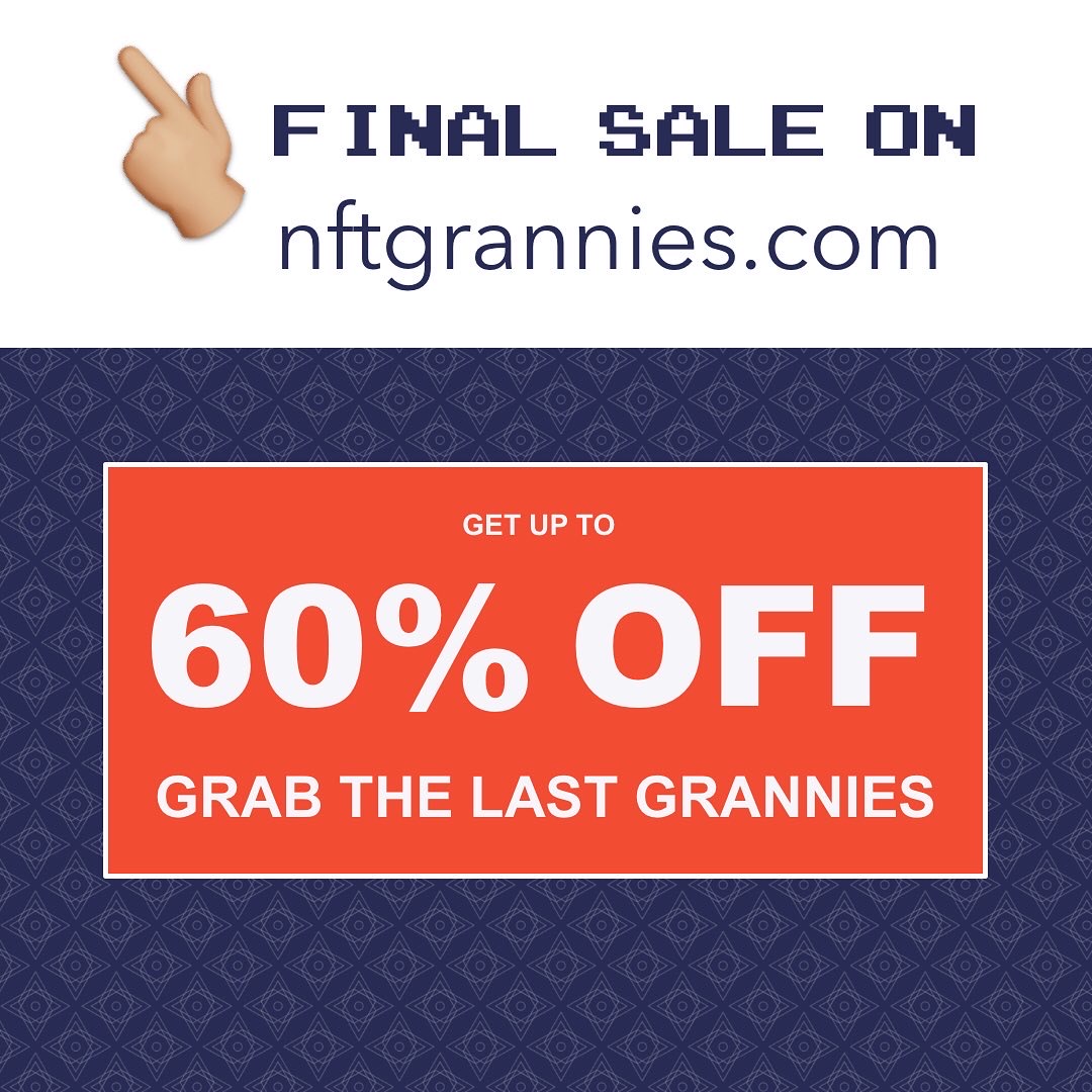nftgodmother's tweet photo. ALMOST ALL MINTED 🥳 Last chance to fulfill your dream of owning a cute little pixel granny 🤟🏼👵🏼 
#nftsale #nfts #nftcommunity  #minting #nftdrop #nftart #polygonnfts #polygon #ethereum #nftgranny #nftgrannies

https://t.co/cC9m1fY18B https://t.co/YeawptMXNu