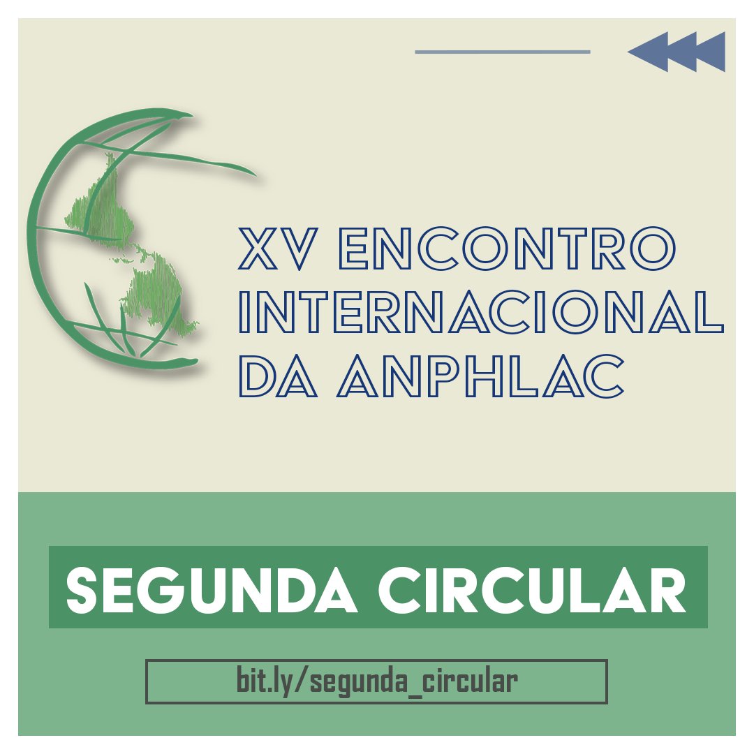 Segunda Circular do XV Encontro Internacional da #ANPHLAC, a ser realizado entre os dias 26 e 29 de julho de 2022. O encontro será sediado pela <a href="/unila/">UNILA</a> e pela <a href="/Unioesteoficial/">Unioeste</a>.

bit.ly/segunda_circul…