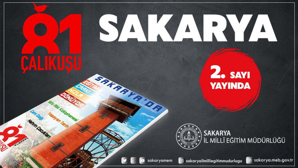 "81 Çalıkuşu-Sakarya" e-dergimiz 2. sayısı ile yayında! 

Eğitime dair bilim, spor, sanat faaliyetleri, proje ve başarı hikâyelerimizi anlattığımız dergimize ulaşmak için 👇

sakarya.meb.gov.tr/81calikususaka…

<a href="/tcmeb/">Millî Eğitim Bakanlığı</a> <a href="/valicetinoktay/">Çetin Oktay Kaldırım</a> <a href="/SakaryaValiligi/">T.C. Sakarya Valiliği</a> <a href="/ebubekirsavasci/">Ebubekir Sıddık Savaşçı</a>
