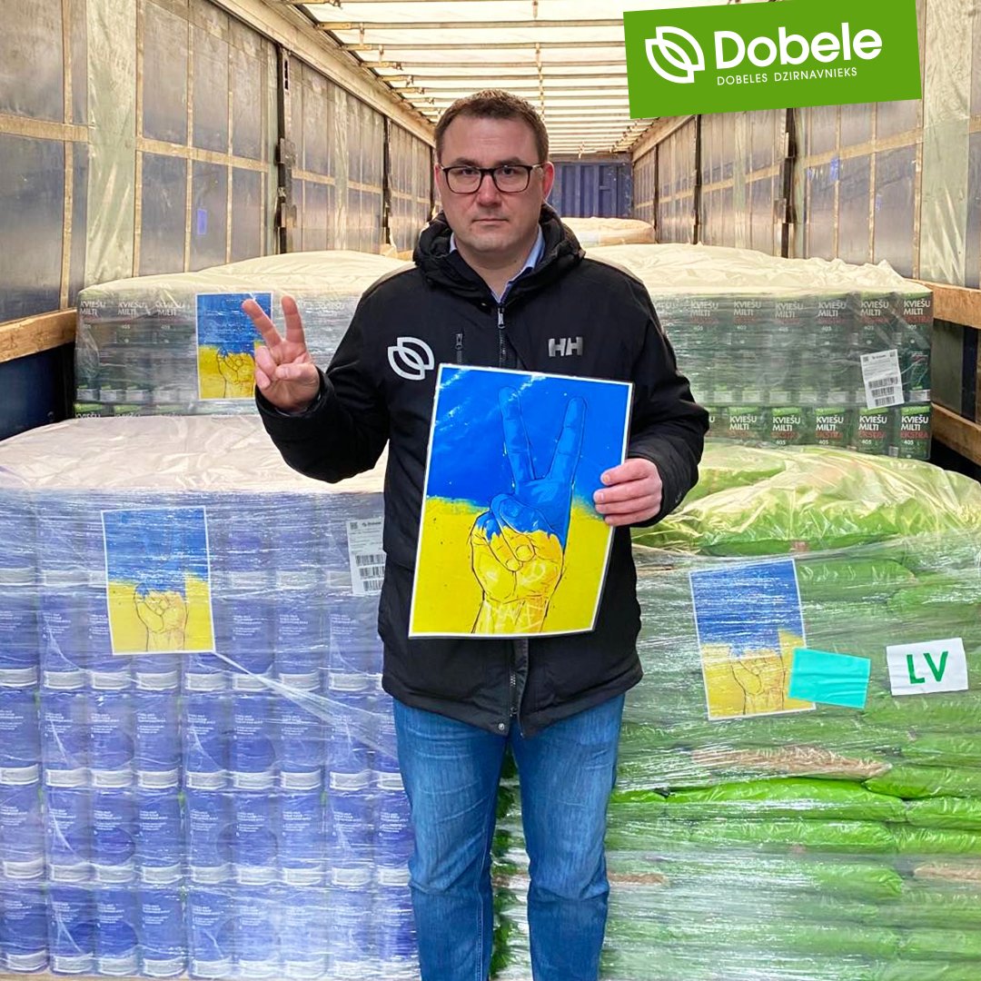 DobelesDzirnavn's tweet photo. Mēs šobrīd stāvam kopā ar visu Ukrainas tautu un valdību. Ceļā devies pirmais no "Dobeles dzirnavnieks" atbalsta sūtījumiem Ukrainas iedzīvotājiem – vairāk nekā 40 tonnas pārtikas produktu.Mēs turpināsim sniegt atbalstu tik ilgi, cik tas būs nepieciešams. 🇺🇦 #StandWithUkraine https://t.co/xhfObU2OuV