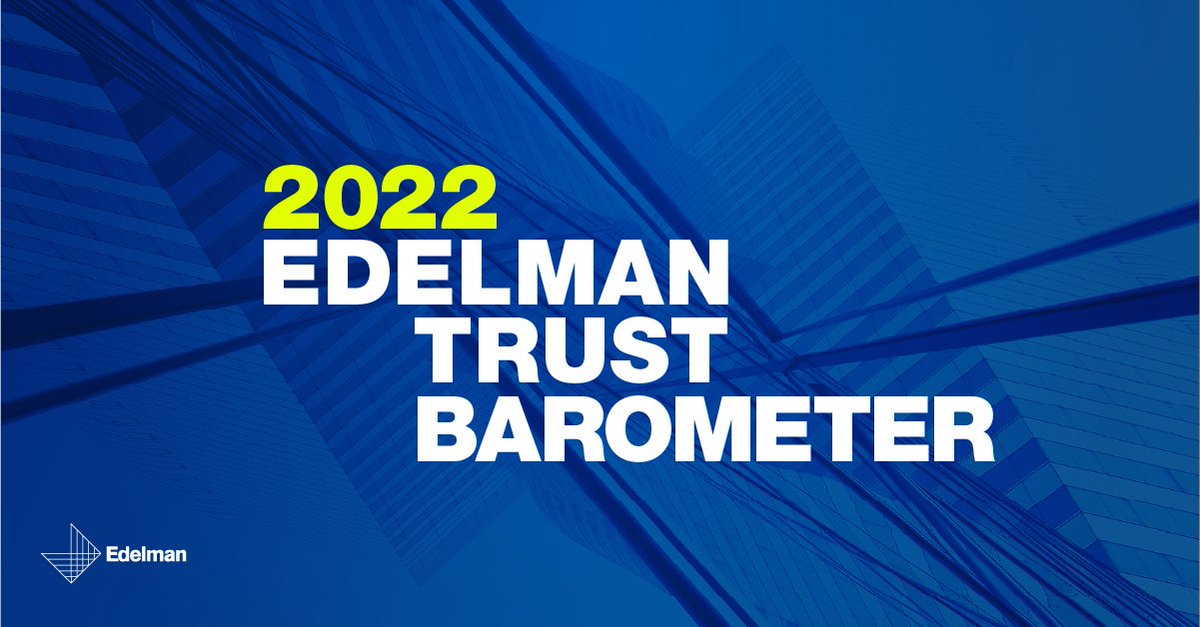 Today we publish the Edelman Trust Barometer 2022. This year’s findings reveals that there is strong optimism for Ireland’s future. 

Click through for the full report at bit.ly/edeltrust22

#EdelTrust2022