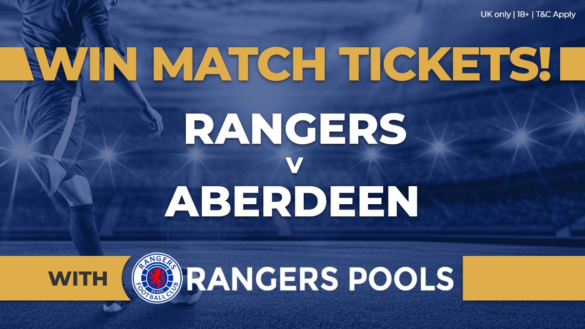 RangersFCPools's tweet photo. 🚨 GIVEAWAY 🚨

Want to win 2x match tickets for this Saturday's game against Aberdeen? ⚽️

It is @RangersFC's 150th Anniversary game, so you don't want to miss out!

To enter, simply retweet this tweet and follow us!

#RangersFC #RangersPools https://t.co/mHe73War3Y
