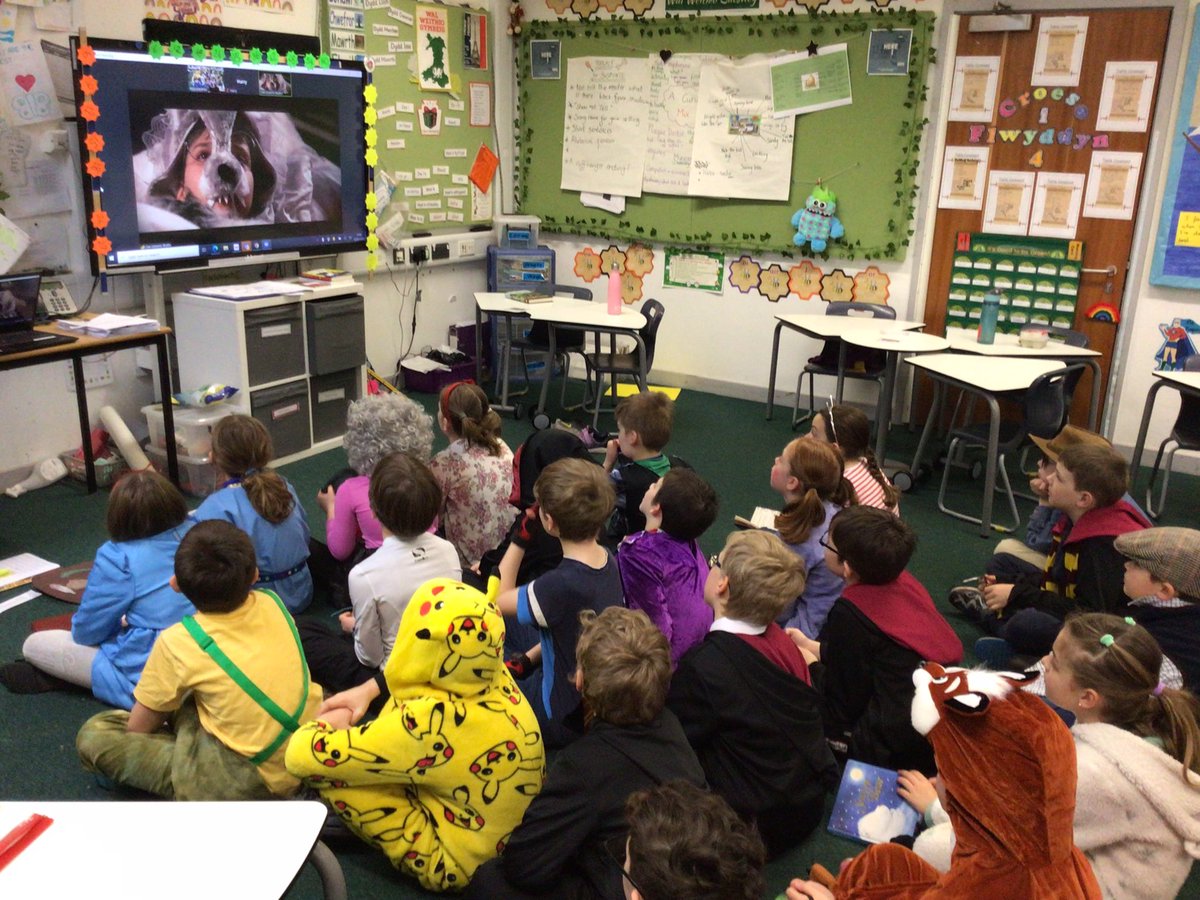 Y4Raglan's tweet photo. So proud of Year 4 taking part in the CBBC World Book Day Live Lesson this morning! @MonmouthshireCC @WorldBookDayUK #welovereading https://t.co/i3s5w1tZMO