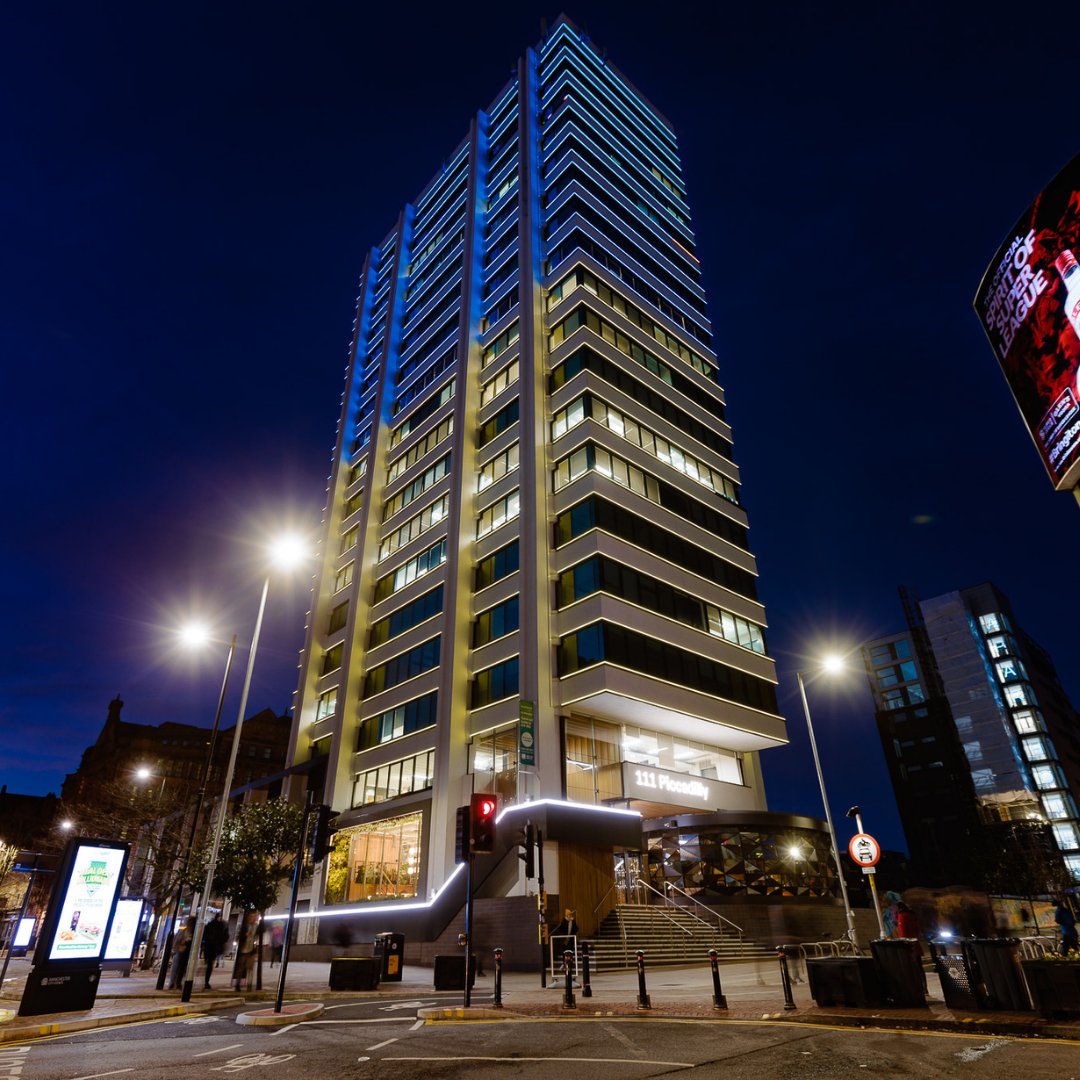 We all watch the news of Ukraine in sadness & with very little we can do to support. 111 Piccadilly is shining yellow & blue. This is our symbol of solidarity. We join those illuminating buildings & monuments to shine a small glimmer of hope & support. 💙💛