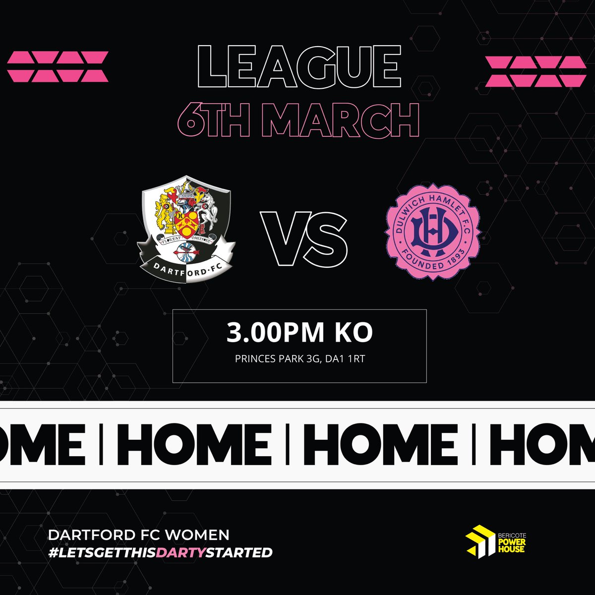 DartfordFCWomen's tweet photo. This SUNDAY we play at home
π @DHFC_W
π 3PM KO
π Bericote Powerhouse Princes Park 3G
π£ Come Support the DARTS Women!
π All donations will be greatly appreciated
Letβs get as much support as possible!
#dartfordfcwomen #dfcwomen #letsgetthisdartystarted https://t.co/T1MnFhE3vT
