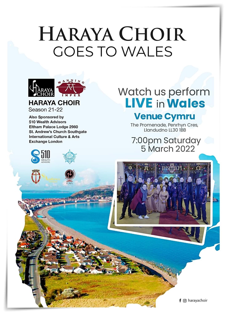 HarayaChoir's tweet photo. As the first week of Spring is slowly being felt around the country, Haraya Choir would like to share with you their warmest greetings through specially selected songs this Saturday. #llandudno #VenueCymru https://t.co/iqXyKR26xb