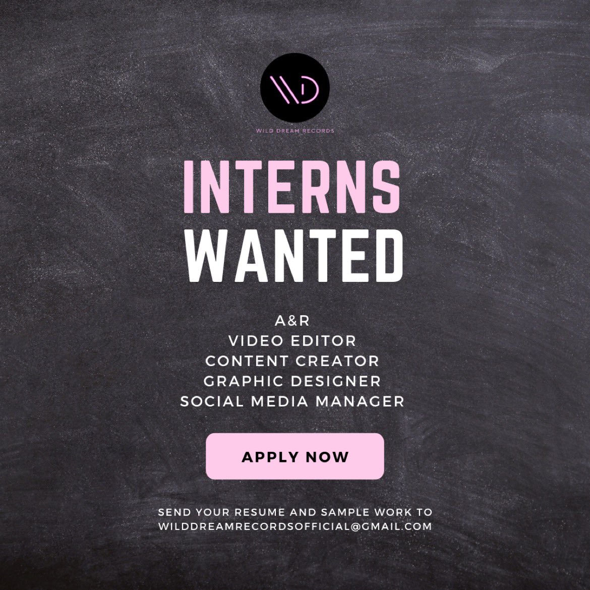 Obsessed with all things music? Come work with us! 

Send your resume and sample work to wilddreamrecordsofficial@gmail.com