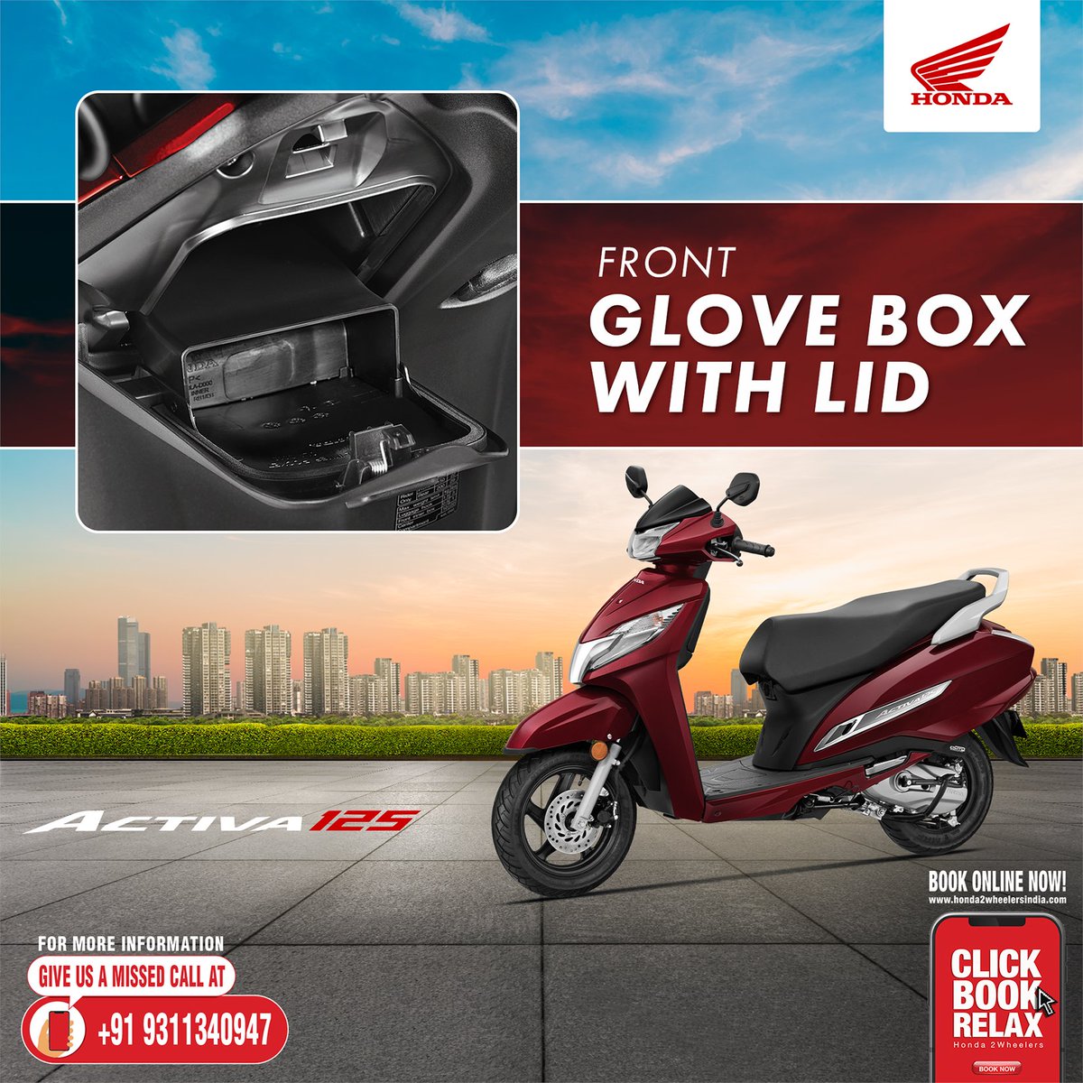 honda2wheelerin's tweet photo. Get additional storage space in your Activa 125 with a spacious front glove box. For more information, please give us a missed call on +919311340947 or visit https://t.co/1z2KUrGAiu. #Honda #Activa125 #RunsOnRespect https://t.co/ewduEsDQpQ
