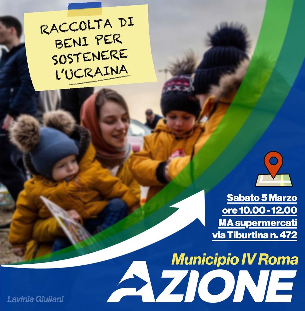 lavy_chan's tweet photo. Raccolta di beni per sostenere il popolo #ucraino  sabato 5 Marzo, ore 10-12, in via Tiburtina n. 472 (MA supermercati) #FreeUkraine #WeStandWithUkraine #azione #romainazione #roma4inazione #roma #raccoltasolidale https://t.co/7uDZ0G1989