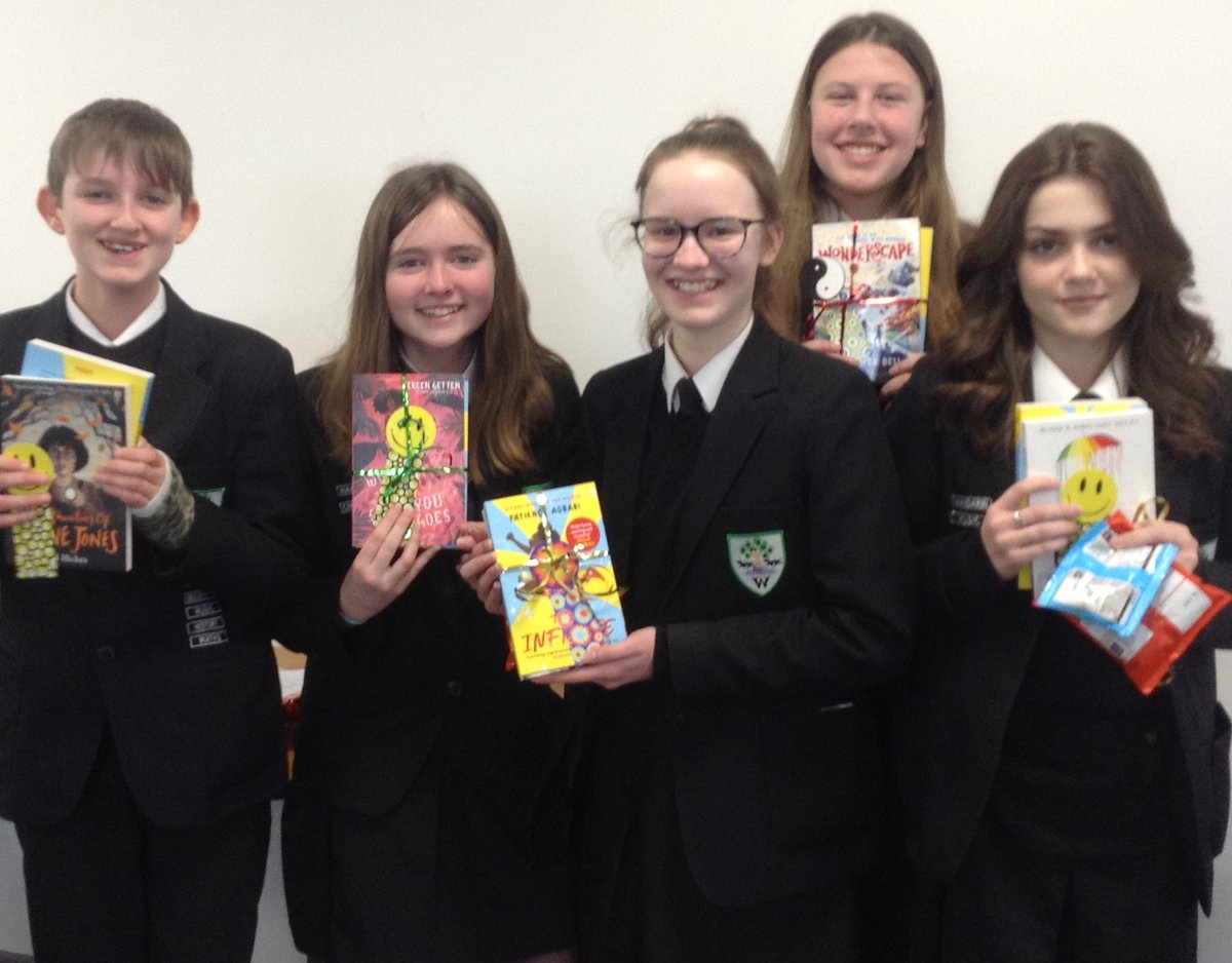 Five luck year 8 students <a href="/Woodrushhigh/">Woodrush High School</a> received book prizes for taking part in a virtual World Book Day quiz with other schools in the county this morning.