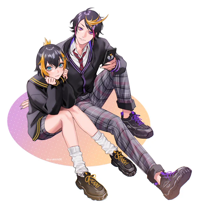 ペンギン姉弟かわいいわね～🐧
※学パロ
#PetraArt #YaminoArt 