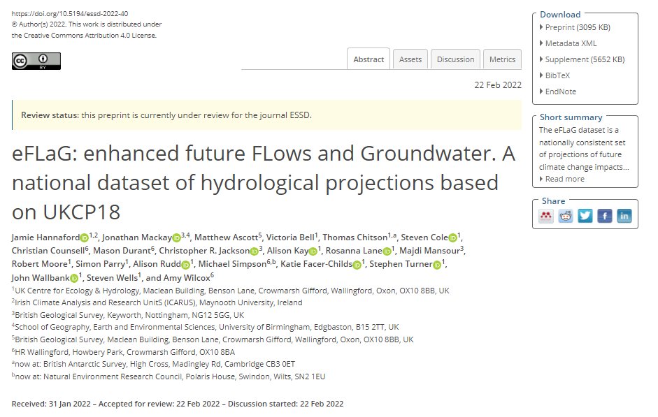 Jamie Hannaford (@jamiehannahorse) on Twitter photo The eFLaG projections are launched!! Great to see these projections available following lots of hard work these last two years. Collab across <a href="/UK_CEH/">UK Centre for Ecology & Hydrology</a>, <a href="/BGSGroundwater/">BGSGroundwater</a>, <a href="/hrwallingford/">HR Wallingford</a> - thanks to this superb team (see author list below: paper available in <a href="/ESSD_journal/">Earth Syst Sci Data</a>) The eFLaG projections are launched!! Great to see these projections available following lots of hard work these last two years. Collab across <a href="/UK_CEH/">UK Centre for Ecology & Hydrology</a>, <a href="/BGSGroundwater/">BGSGroundwater</a>, <a href="/hrwallingford/">HR Wallingford</a> - thanks to this superb team (see author list below: paper available in <a href="/ESSD_journal/">Earth Syst Sci Data</a>)