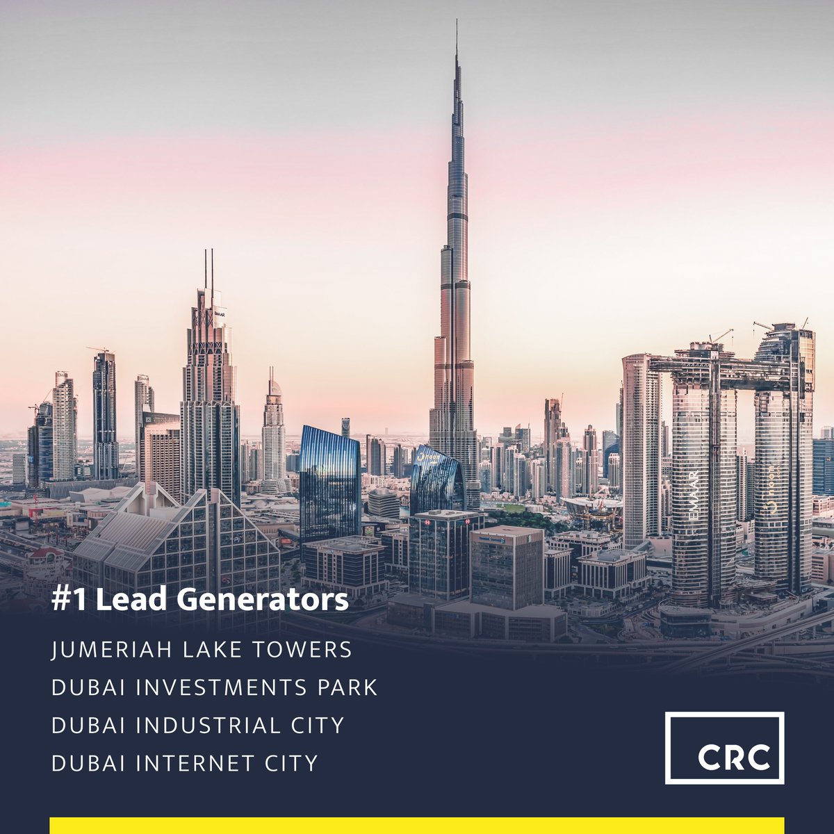 CRC came out on top for these popular communities across Dubai In February 💪
#1 Lead Generators for Commercial Property, in JLT, DIP, DIC &amp; Internet City!  

Get in touch with one of our advisors today:
📞 04 409 0958