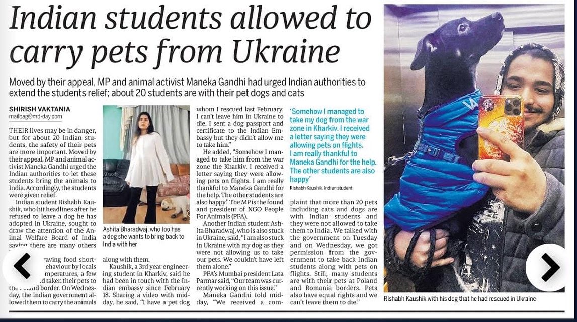 pfaindia's tweet photo. “Pets also have equal rights and we can’t leave them to die” 

Extend compassion to all the species during such uncertain times.
#Ukraine #UkraineRussiaWar #AnimalsOfUkraine https://t.co/XIU7nV2zxb